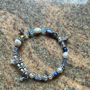Chic sterling Silver and Blue Beaded Bracelet